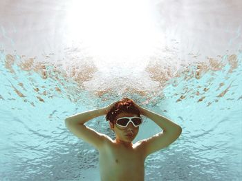 Close-up of boy underwater