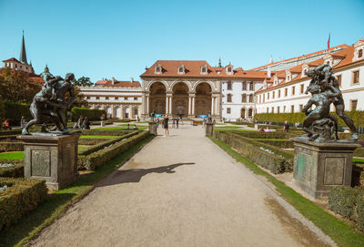 Statue of historic building against clear sky