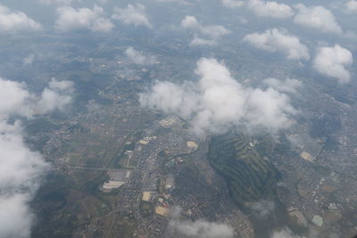 High angle view of buildings in city