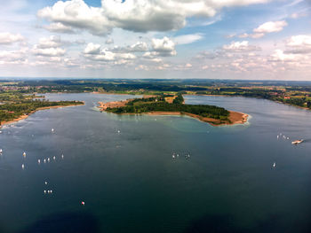 High angle view of sea against sky