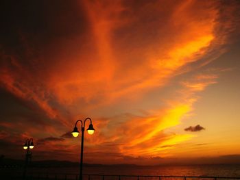 Scenic view of dramatic sky over sea