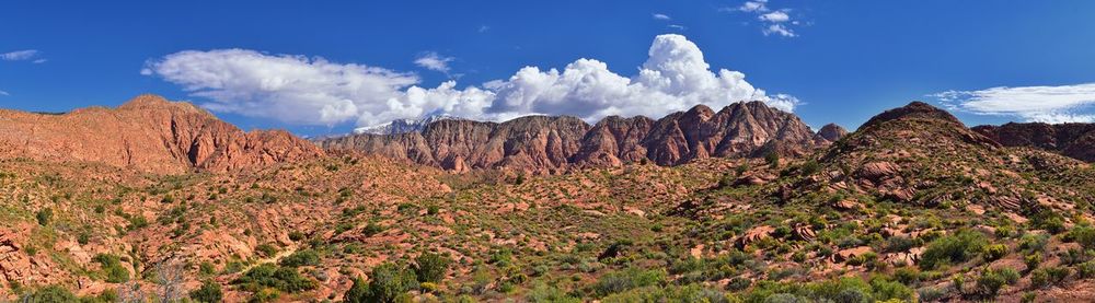 Panoramic view of rocky mountains against sky