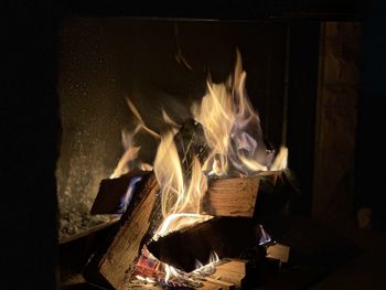 Close-up of bonfire at night