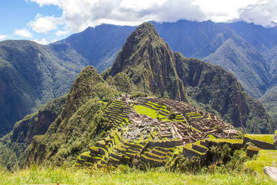 Scenic view of mountains against sky