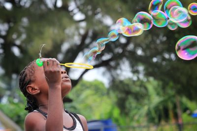 Portrait of boy with bubbles