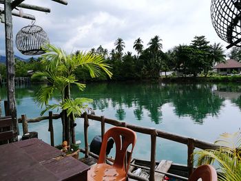 Scenic view of lake against sky