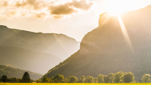 Panoramic view of mountains against sky