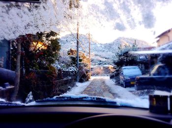 View of snow covered road