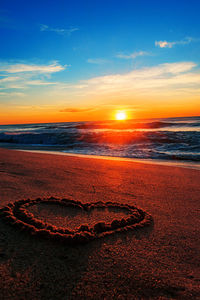 Scenic view of beach against sky during sunset