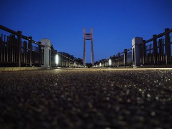 Surface level of illuminated built structures against clear sky