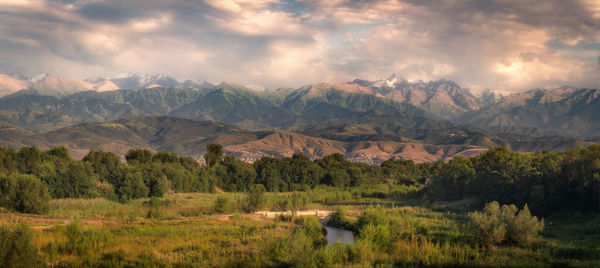 Scenic view of mountains against sky