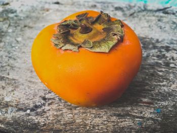 High angle view of pumpkin on table