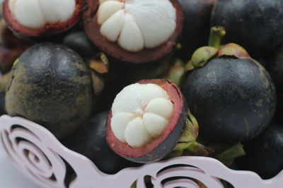 High angle view of fruits on table