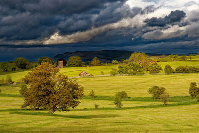 Elslack church under a moody sky. aire gap near skipton.