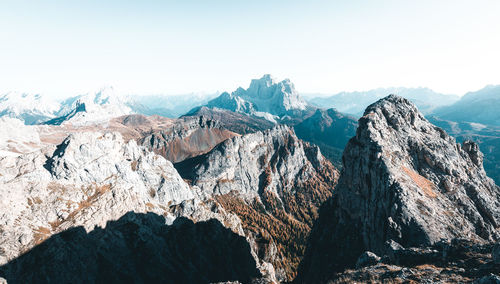 Scenic view of rocky mountains against sky