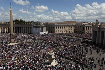 High angle view of crowd at st peters square