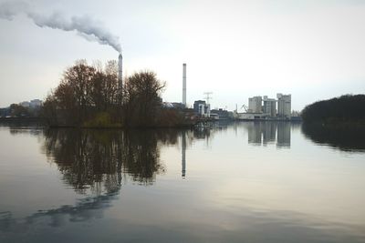 Reflection of trees in calm lake