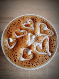 High angle view of coffee on table