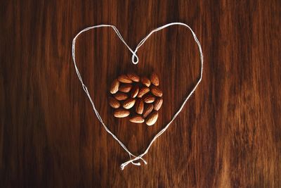 Close-up of heart shape on table