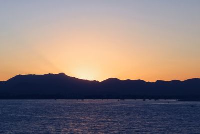 Scenic view of sunset over sea