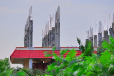 Plants growing outside building against sky