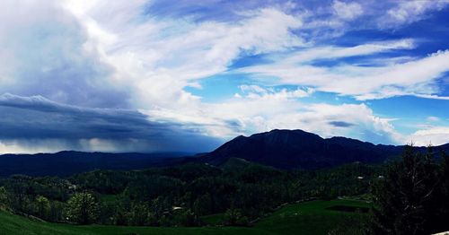 Scenic view of mountains against sky