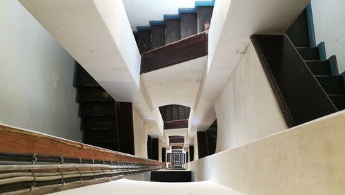 High angle view of steps in building