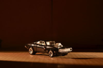 Close-up of toy car on table