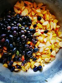 High angle view of fruits in bowl