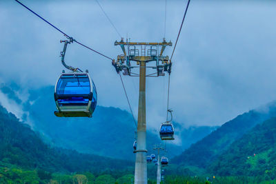 Overhead cable car against sky