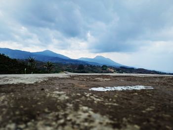 Surface level of land against sky