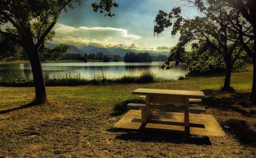 Scenic view of lake against sky