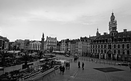 People walking on city street