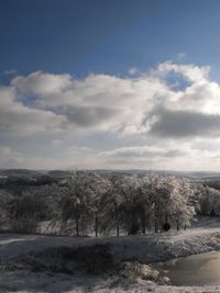 Scenic view of landscape against cloudy sky