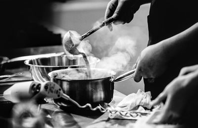 Close-up of person preparing food