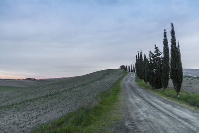 Road amidst field against sky