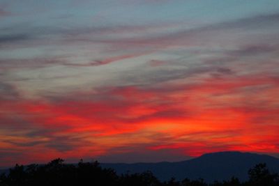 Low angle view of dramatic sky during sunset