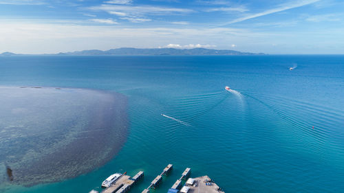 High angle view of sea against sky