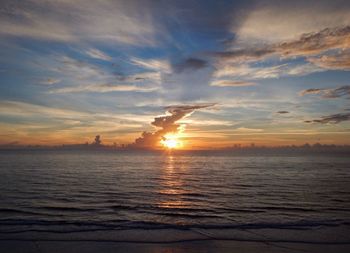 Scenic view of sea against sky during sunset