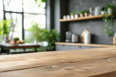 Close-up of wooden table