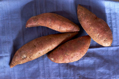 High angle view of bread