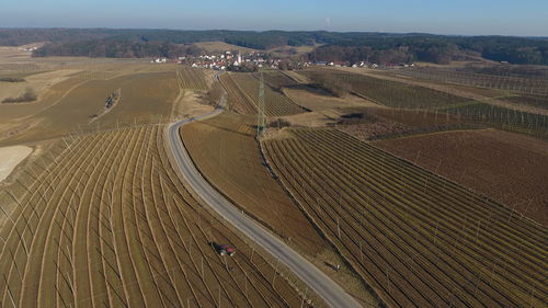 High angle view of road against sky