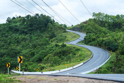 High angle view of car on road against sky