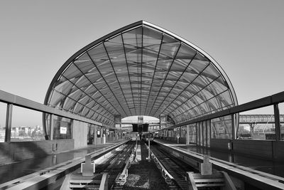 Railway bridge against clear sky