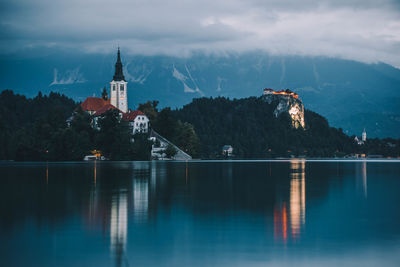 Bled lake during blue hour