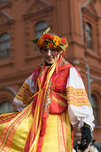 Woman wearing costume