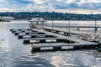 A view of the pier at gene coulon park in renton, washington.