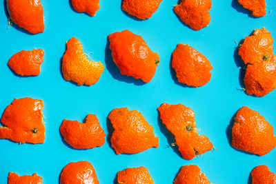 High angle view of orange slices in plate