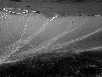 Underwater view of a fishing net