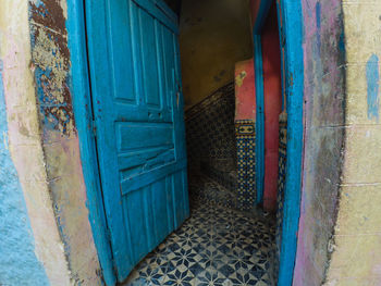 Blue entrance of building